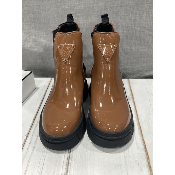 Guess Women's Hestia Lug Sole Chelsea Booties - Cognac/Black 5.5M - Picture 2 of 10
